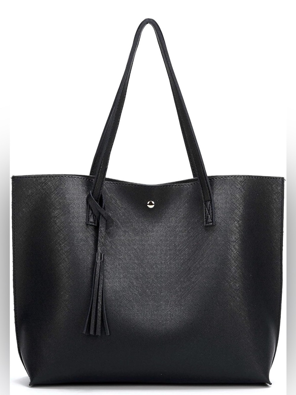 Classic Black Tote Bag With Small Pouch